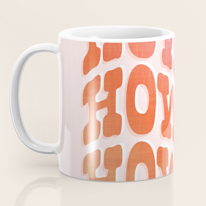 Typographic Howdy Repeat - Pastel Peachy Pink Coffee Mug Gallery Image 3