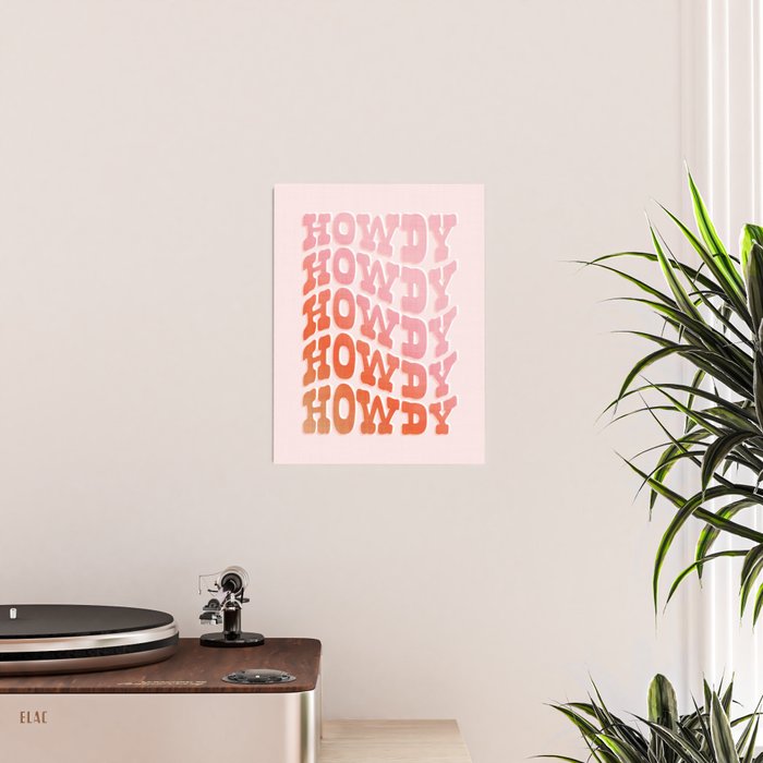 Typographic Howdy Repeat - Pastel Peachy Pink Poster Gallery Image 2
