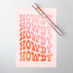 Typographic Howdy Repeat - Pastel Peachy Pink Wrapping Paper Gallery Image 1