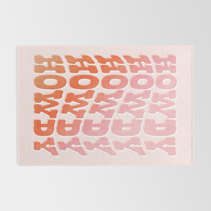 Typographic Howdy Repeat - Pastel Peachy Pink Rug Gallery Image 2