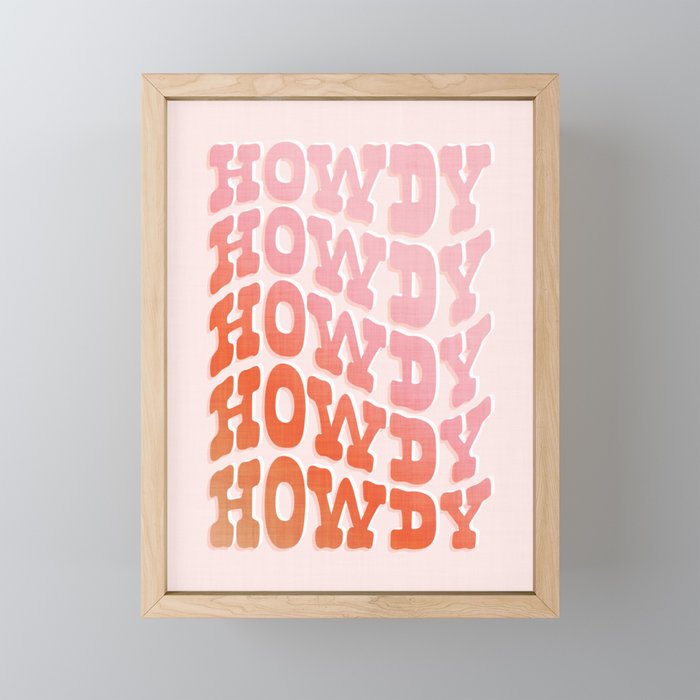 Typographic Howdy Repeat - Pastel Peachy Pink Mini Art Print Gallery Image 1