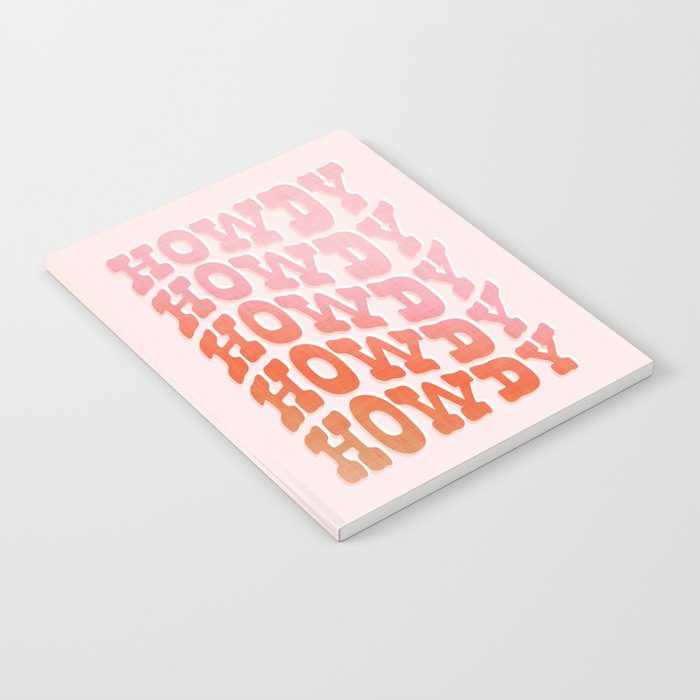 Typographic Howdy Repeat - Pastel Peachy Pink Notebook Gallery Image 1