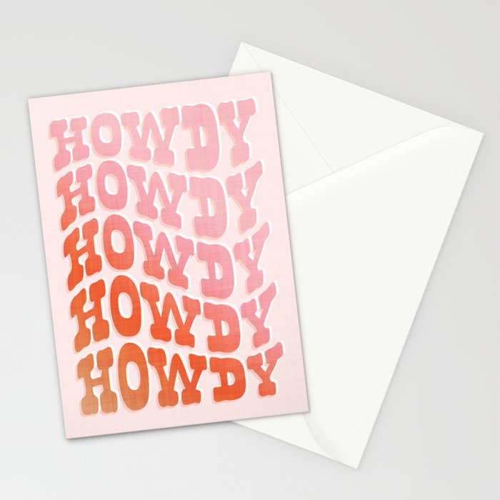 Typographic Howdy Repeat - Pastel Peachy Pink Stationery Card Gallery Image 2