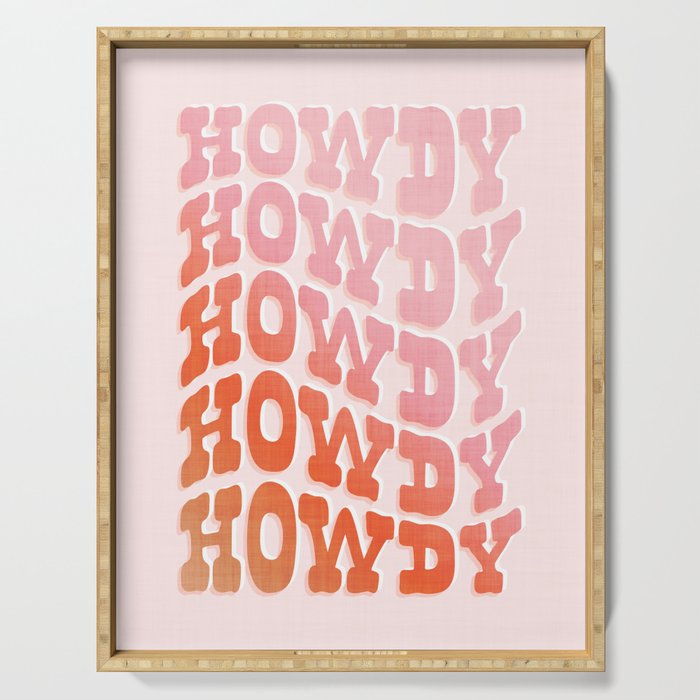 Typographic Howdy Repeat - Pastel Peachy Pink Serving Tray Gallery Image 1