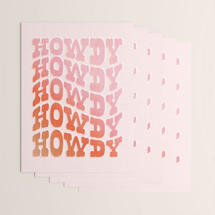 Typographic Howdy Repeat - Pastel Peachy Pink Wrapping Paper Gallery Image 3