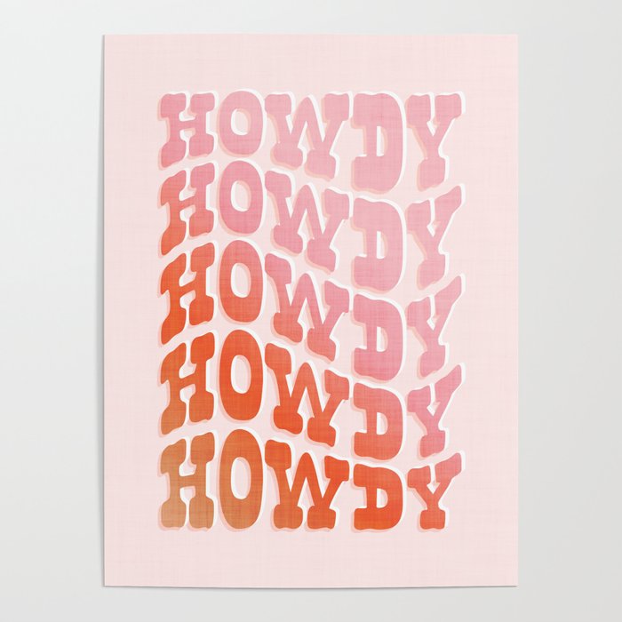 Typographic Howdy Repeat - Pastel Peachy Pink Poster Gallery Image 4