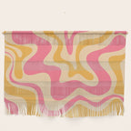 Retro Liquid Swirl Abstract Pattern 5 Pink and Orange Mustard Wall Hanging Gallery Image 1