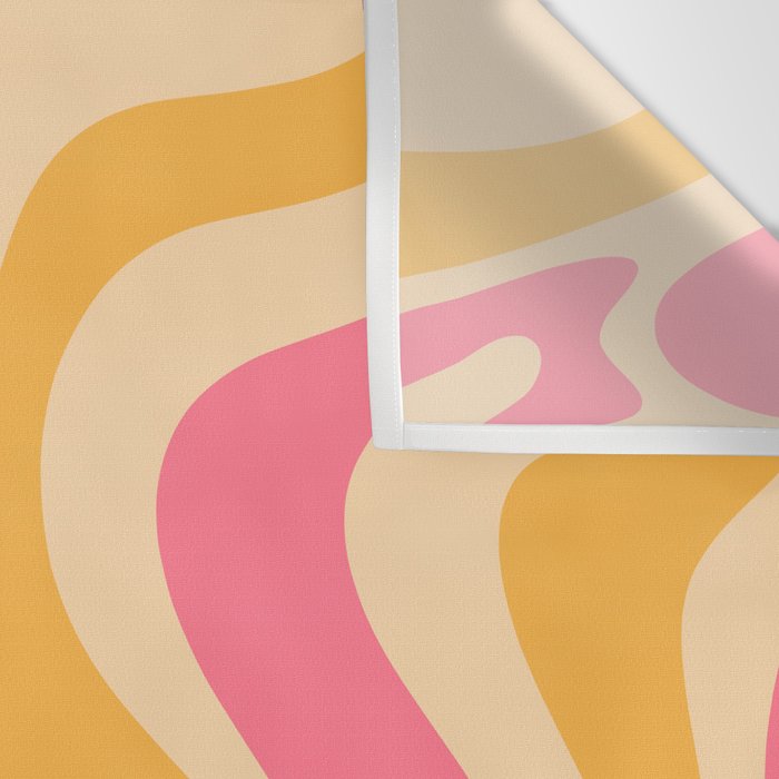 Retro Liquid Swirl Abstract Pattern 5 Pink and Orange Mustard Wall Tapestry Gallery Image 3