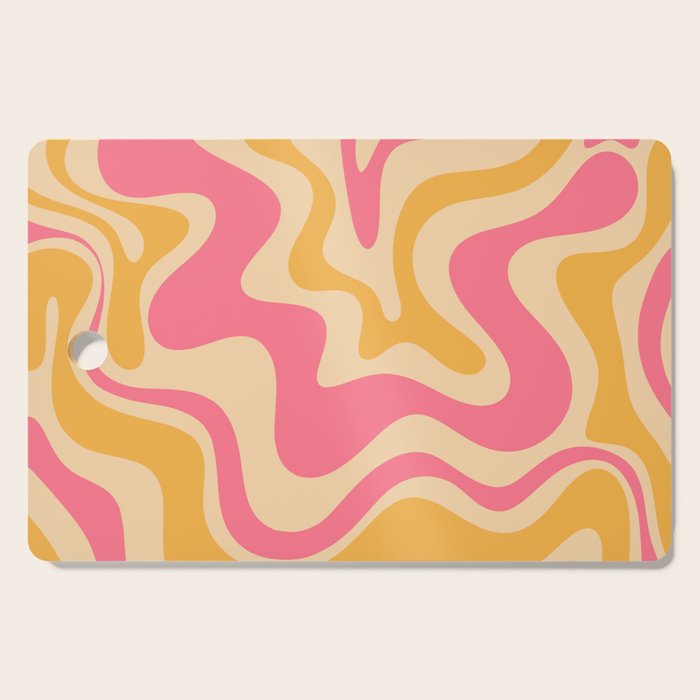 Retro Liquid Swirl Abstract Pattern 5 Pink and Orange Mustard Cutting Board Gallery Image 1
