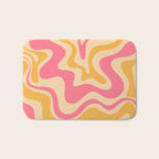 Retro Liquid Swirl Abstract Pattern 5 Pink and Orange Mustard Bath Mat Gallery Image 1