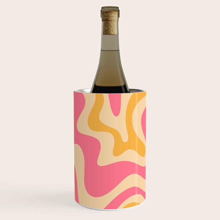 Retro Liquid Swirl Abstract Pattern 5 Pink and Orange Mustard Wine Chiller Gallery Image 1