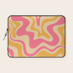 Retro Liquid Swirl Abstract Pattern 5 Pink and Orange Mustard Laptop Sleeve Gallery Image 1