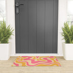 Retro Liquid Swirl Abstract Pattern 5 Pink and Orange Mustard Welcome Mat Gallery Image 3