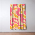 Retro Liquid Swirl Abstract Pattern 5 Pink and Orange Mustard Window Curtain Gallery Image 3