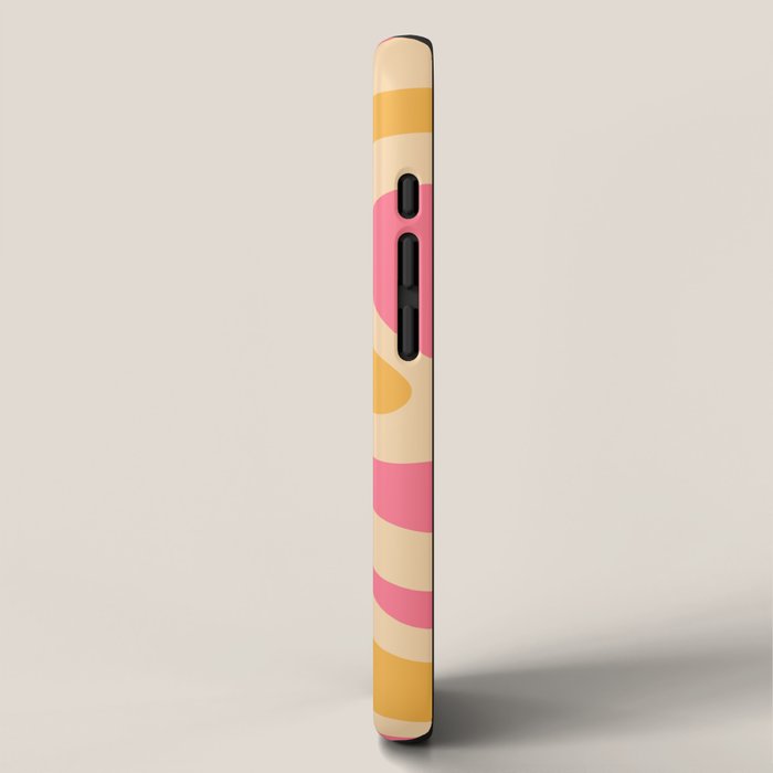 Retro Liquid Swirl Abstract Pattern 5 Pink and Orange Mustard iPhone Case Gallery Image 2