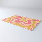 Retro Liquid Swirl Abstract Pattern 5 Pink and Orange Mustard Rug Gallery Image 3