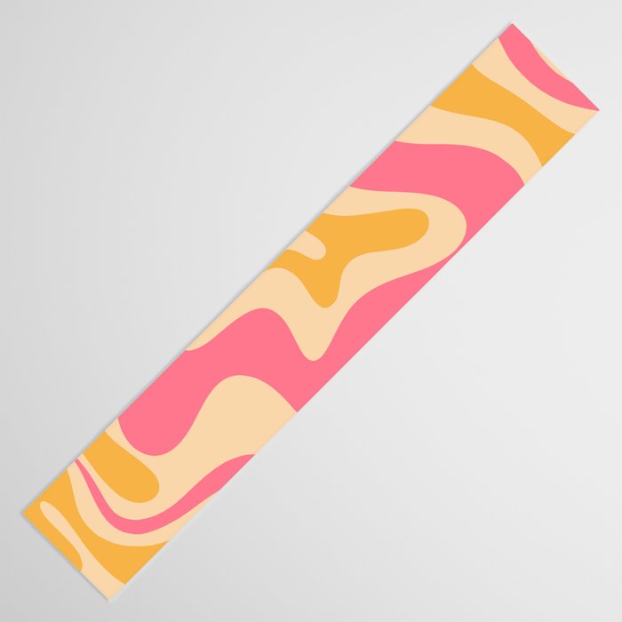 Retro Liquid Swirl Abstract Pattern 5 Pink and Orange Mustard Table Runner Gallery Image 3