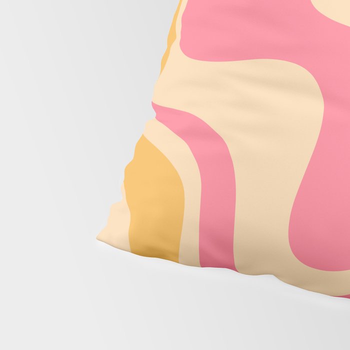 Retro Liquid Swirl Abstract Pattern 5 Pink and Orange Mustard Pillow Sham Gallery Image 4