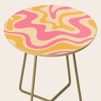 Retro Liquid Swirl Abstract Pattern 5 Pink and Orange Mustard Side Table Gallery Image 2