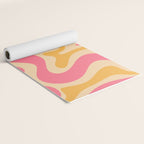Retro Liquid Swirl Abstract Pattern 5 Pink and Orange Mustard Yoga Mat Gallery Image 2
