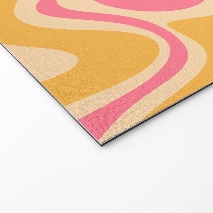 Retro Liquid Swirl Abstract Pattern 5 Pink and Orange Mustard Welcome Mat Gallery Image 2