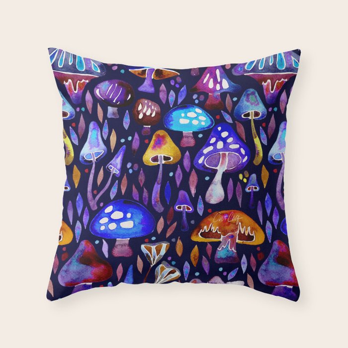 Mushroom Magic - Galaxy Throw Pillow Gallery Image 6