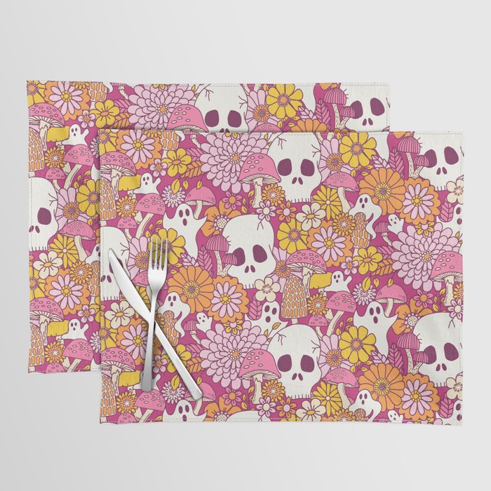 Spooky Mushroom Garden - Fuchsia Placemat Gallery Image 1