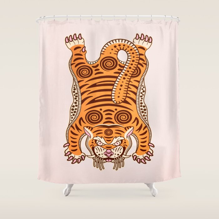 King Of The Jungle 03: Peach Tiger Edition Shower Curtain Gallery Image 1