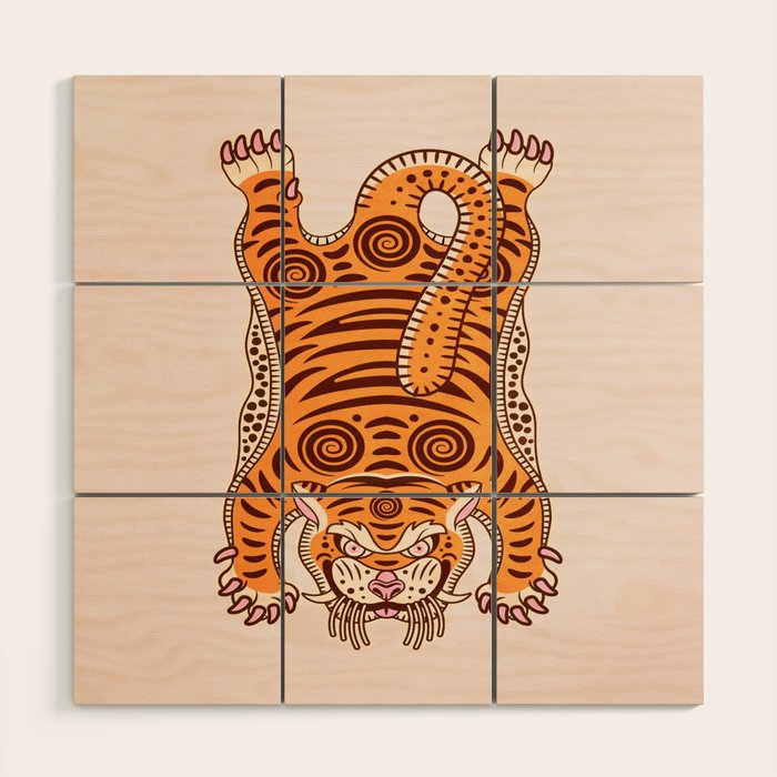 King Of The Jungle 03: Peach Tiger Edition Wood Wall Art Gallery Image 1