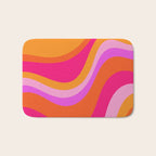 Retro Waves Abstract Pattern Pink Magenta Orange Bath Mat Gallery Image 1