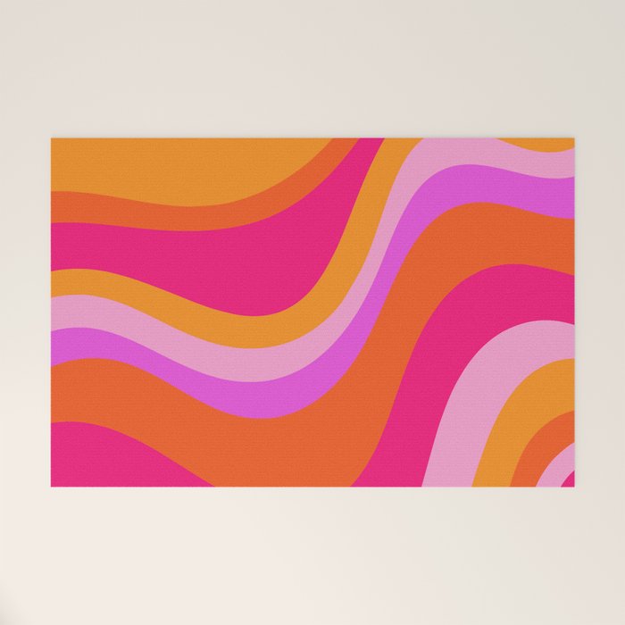 Retro Waves Abstract Pattern Pink Magenta Orange Welcome Mat Gallery Image 1
