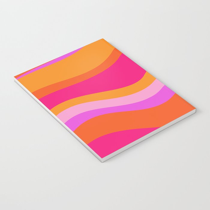 Retro Waves Abstract Pattern Pink Magenta Orange Notebook Gallery Image 3