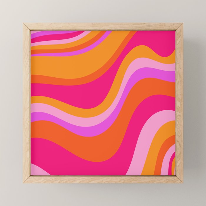 Retro Waves Abstract Pattern Pink Magenta Orange Mini Art Print Gallery Image 1