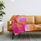 Retro Waves Abstract Pattern Pink Magenta Orange Throw Blanket Gallery Image 1