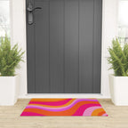 Retro Waves Abstract Pattern Pink Magenta Orange Welcome Mat Gallery Image 3