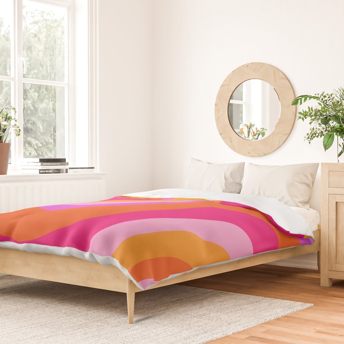 Retro Waves Abstract Pattern Pink Magenta Orange Duvet Cover Gallery Image 2
