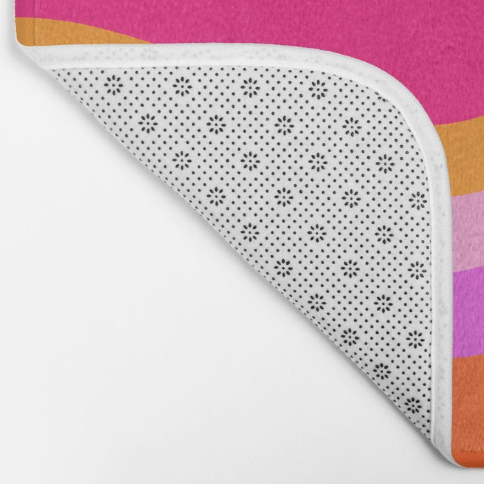 Retro Waves Abstract Pattern Pink Magenta Orange Bath Mat Gallery Image 2