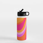 Retro Waves Abstract Pattern Pink Magenta Orange Water Bottle Gallery Image 1