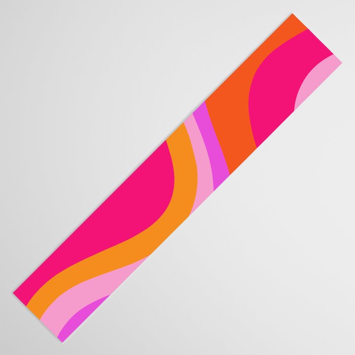 Retro Waves Abstract Pattern Pink Magenta Orange Table Runner Gallery Image 3