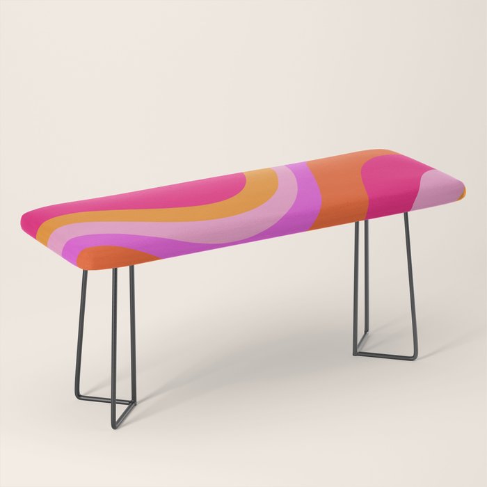 Retro Waves Abstract Pattern Pink Magenta Orange Bench Gallery Image 1