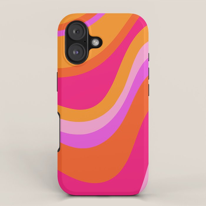 Retro Waves Abstract Pattern Pink Magenta Orange iPhone Case Gallery Image 1