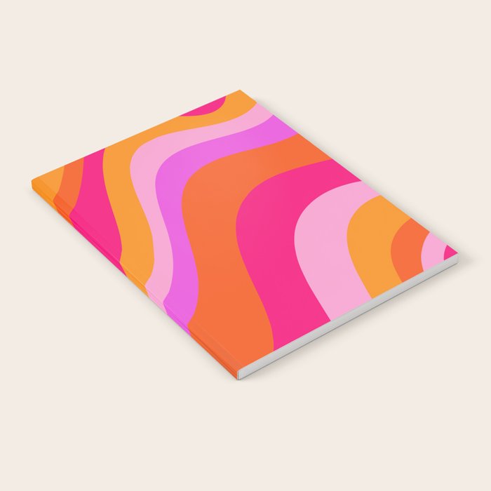 Retro Waves Abstract Pattern Pink Magenta Orange Notebook Gallery Image 1