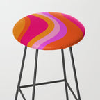 Retro Waves Abstract Pattern Pink Magenta Orange Stool Gallery Image 2