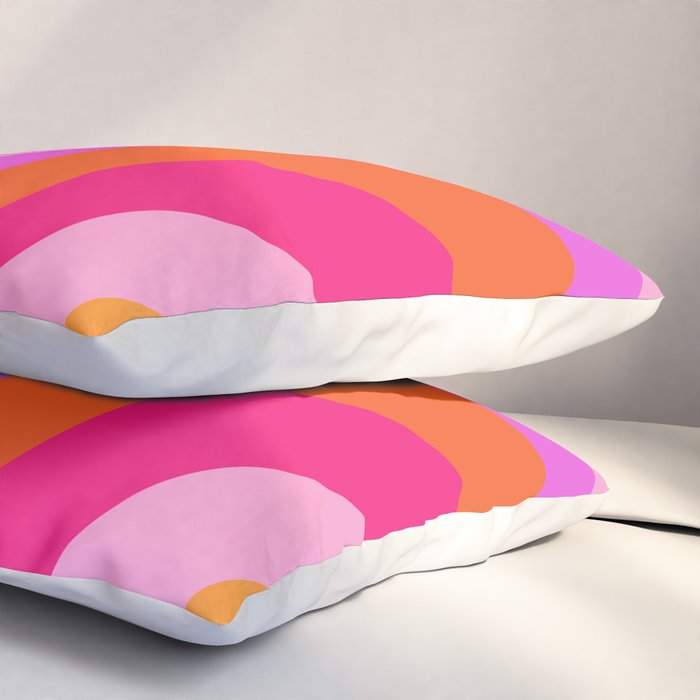 Retro Waves Abstract Pattern Pink Magenta Orange Pillow Sham Gallery Image 3