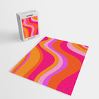 Retro Waves Abstract Pattern Pink Magenta Orange Jigsaw Puzzle Gallery Image 2