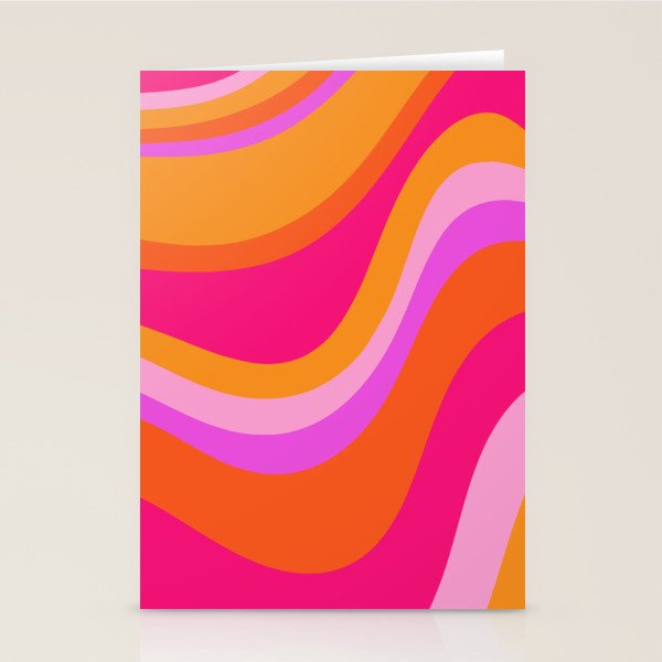 Retro Waves Abstract Pattern Pink Magenta Orange Stationery Card Gallery Image 1
