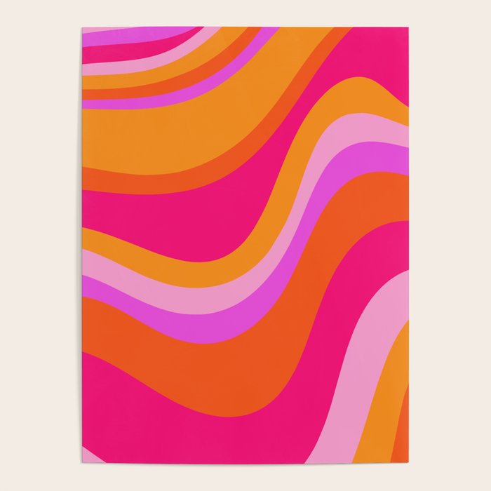 Retro Waves Abstract Pattern Pink Magenta Orange Poster Gallery Image 4