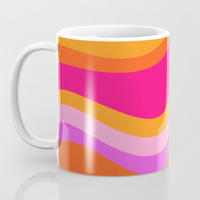 Retro Waves Abstract Pattern Pink Magenta Orange Coffee Mug Gallery Image 3