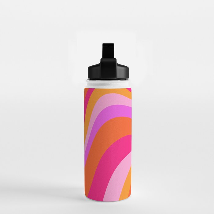 Retro Waves Abstract Pattern Pink Magenta Orange Water Bottle Gallery Image 2
