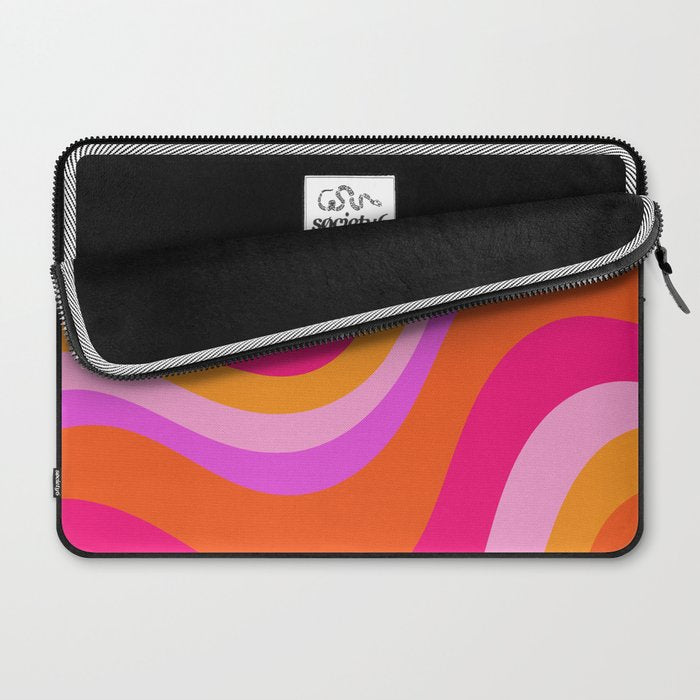 Retro Waves Abstract Pattern Pink Magenta Orange Laptop Sleeve Gallery Image 2